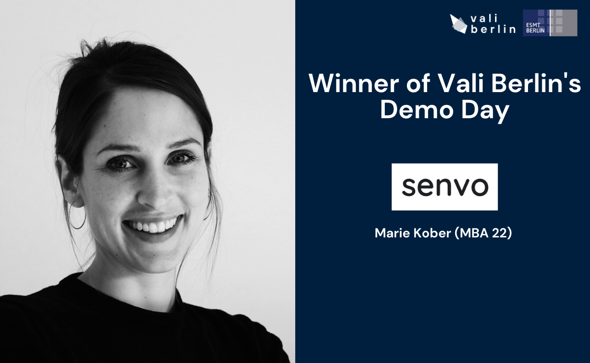 The winner of Vali's Demo Day at ESMT Berlin, Senvo, founded by Marie Kober (MBA 22).